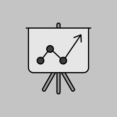 Flip-chart outline grayscale icon. Business sign