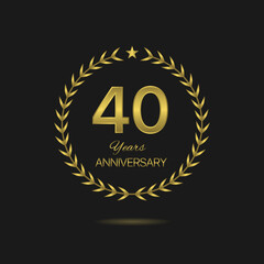 Fourty years Anniversary golden laurel wreath label