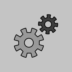 Gear outline grayscale icon. Teamwork sign