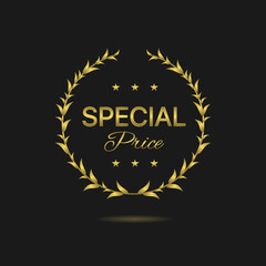 Special price golden laurel wreath vector label