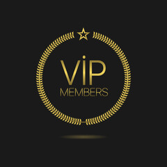 Vip member golden laurel wreath vector label