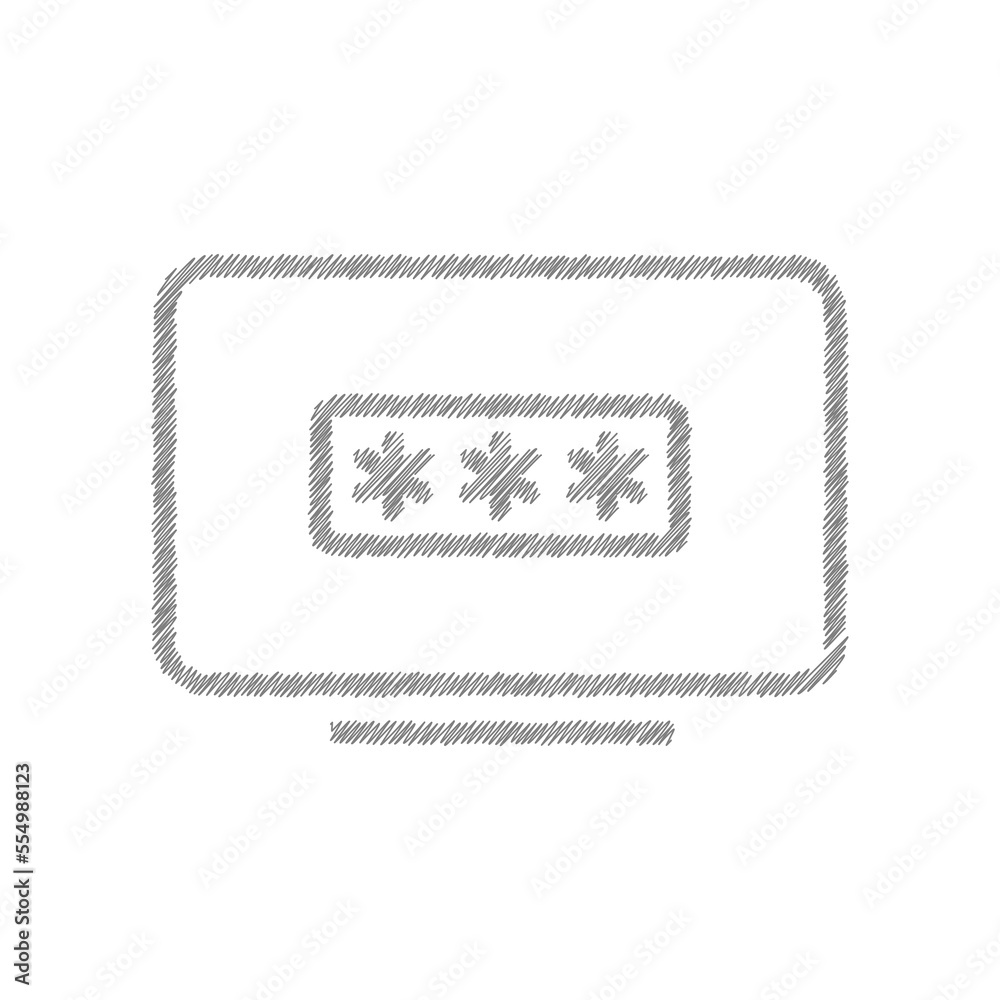 Poster laptop with password window sketch vector. window with user authorization