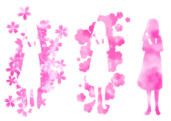 卒業イメージの桜と女子生徒