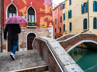 Typical alley of Venice in a rainy day