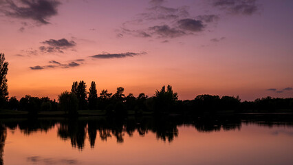 Lack during sunset with reflection - Chateauroux, Indre