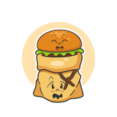 cute burger and sack characters