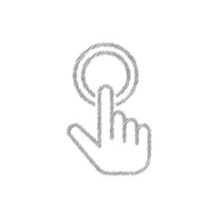 Finger pressing Round button white sketch vector icon