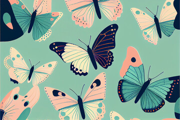 Pastel Butterfly Pattern - AI Art