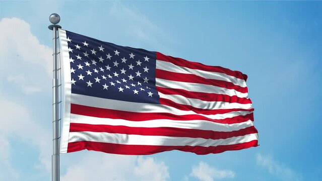 United States National Flag - Independence day, American Flag Waving in Loop and Textured 3d Rendered Background - United States of America, USA, The US, The USA Flag - Stok video