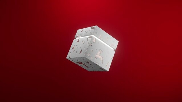 Short 3D Christmas Themed animation featuring an animted christmas box gift wrapped which open to spread Christmas Cheer