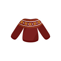 Warm knitted sweater on white background