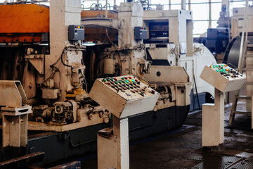 Control panel with buttons of industrial machinery