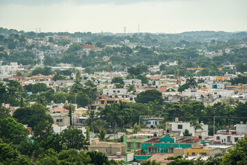 Fototapeta na wymiar Beautiful panoramic view of the city of Campeche in Mexico.