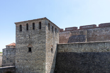 Building and street at the center of town of Vidin, Bulgaria