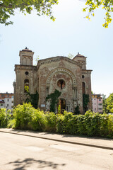 Building and street at the center of town of Vidin, Bulgaria