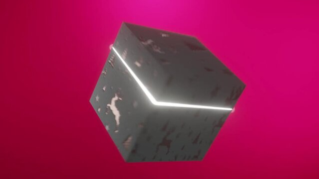 3D Short Christmas Animation featuring a box which open mid air to reveal a bright light and features christmas motifs - reindeer, tree and stars against a Christmas Red background