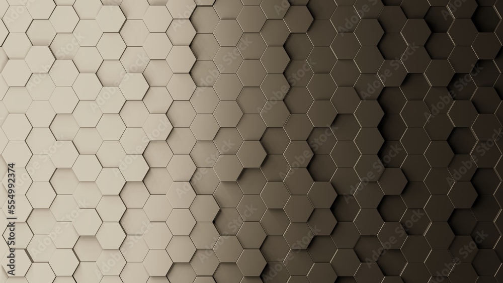 Poster Realistic abstract honeycomb background. 3d rendering.
