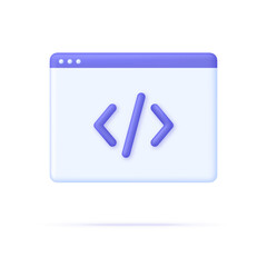 3D Web page and programming code icon. Development and software concept.