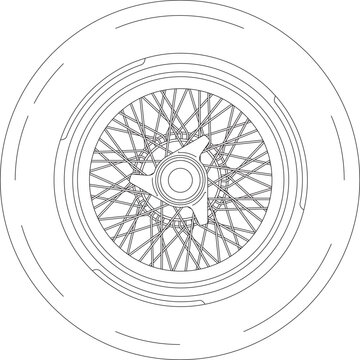 Vintage car wheel design on the white background, vector illustration