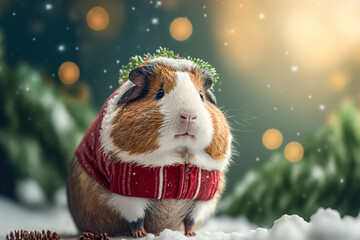 Little_Guinea Pig dressed up as Santa Claus