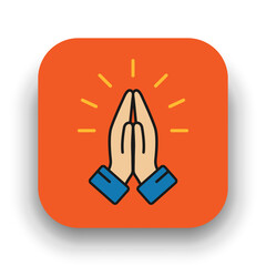 Pray icon for app, web. Folded hands symbol in flat design.