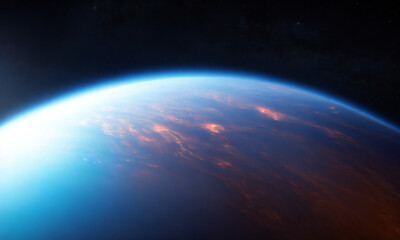 Alien planet viewed from space