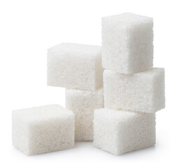 White sugar cubes, isolated on white background