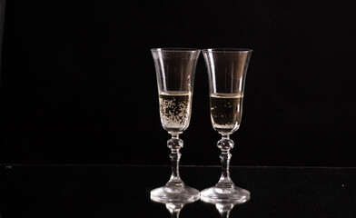 two champagne glasses New Year background