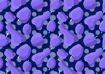 Cartoon fruit harvest seamless apples and pears and plums pattern for wrapping paper and fabrics and linens