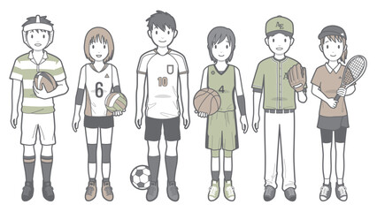 スポーツ、部活動のベクターイラスト