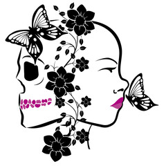 skull with flowers 4