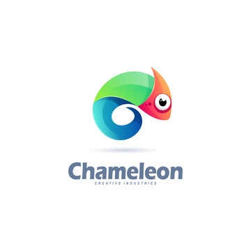 Colorful chameleon logo vector. Modern icon concept