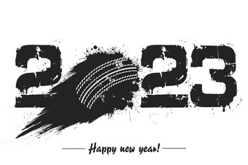 Happy New Year 2023 and cricket ball