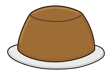 Delicious caramel custard in flat style and outlines, Vector Illustration