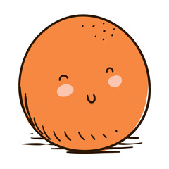 Happy and blush round fritter in doodle style, Vector illustration