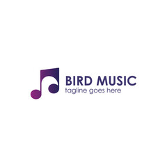 Bird Music logo design template with Bird icon and Music icon. Perfect for business, technology, mobile, app, etc