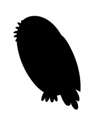 Owl black silhouette icon. Sticker for social networks and reaction for messengers. Minimalistic graphic element for website. Educational material for children. Cartoon flat vector illustration