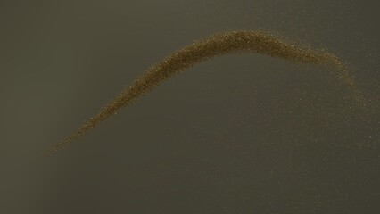 Aggregate of metallic golden particles on brown-white background. Conceptual 3D CG of the poster's subtitle, proof of scientific evidence and social media relationships.