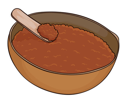 Wooden bowl with traditional Colombian 'Cortado Valluno' dessert, Vector illustration