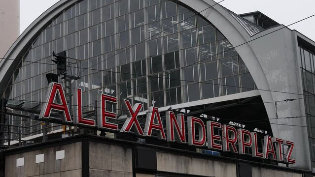 the sign of of the alexanderplatz berlin 4k 30fps video