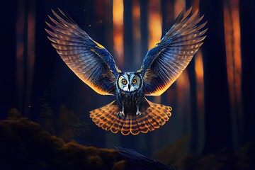 Fototapeta premium fantasy owl colorful 