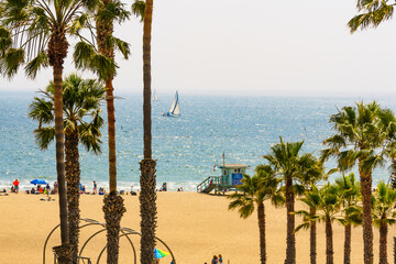Santa Monica Sunset - obrazy, fototapety, plakaty
