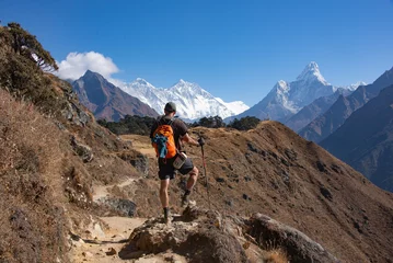 Crédence de cuisine en verre imprimé Ama Dablam Trekking Ama Dablam, Khumbu Valley, Everest region, Nepal