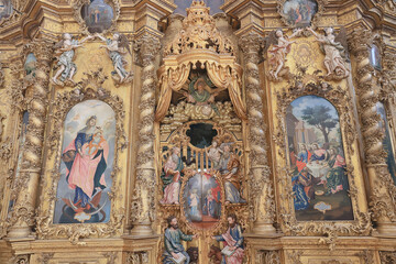 Naklejka premium interior of the church iconostasis icons objects of worship altar religion crucifixion