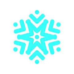 Blue Snowflake icon isolated. Winter sign, christmas theme. Flat shaped. Symbol snow holiday, cold weather, frost. Winter design element