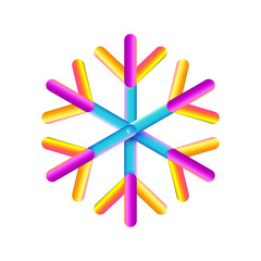 Oval strips geometric snowflake icon. Gradient shapes composition. Png