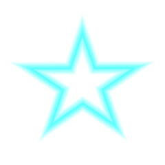 Blue Neon lamp, glowing star icon. Button for presentation design. Fluorescent object. Luminescent illumination ad Sign holiday shape. Png.