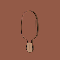 chocolate ice cream dessert on wooden stick. vector