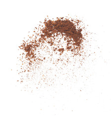 Red Hot Chilli flying explosion, red grain chilli explode abstract cloud fly. Beautiful complete seed chilly splash in air, food object design. Selective focus freeze shot white background isolated