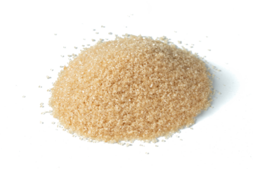 Pile set of Brown Sugar, crystal grain sugar pouring down abstract cloud group. Beautiful complete seed sugarcane, food object design. Selective focus freeze shot black background isolated